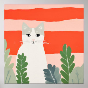 Póster Gato en el jardín