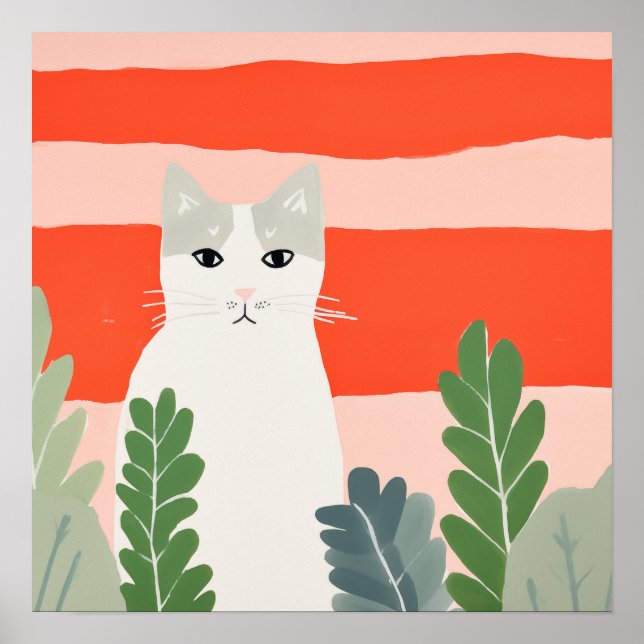 Póster Gato en el jardín (Frente)