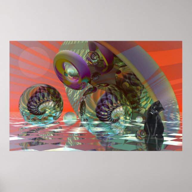 Póster Gato en el mundo de la ciencia ficción (Frente)