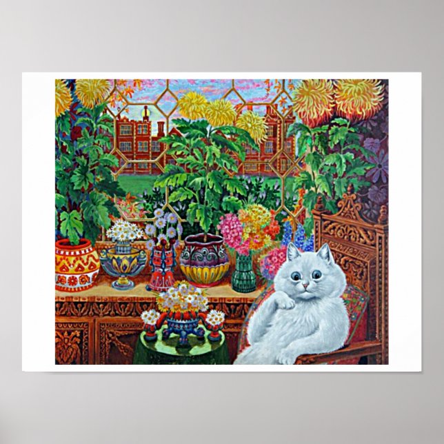 Póster Gato en el salón del jardín de Louis Wain Poster (Frente)