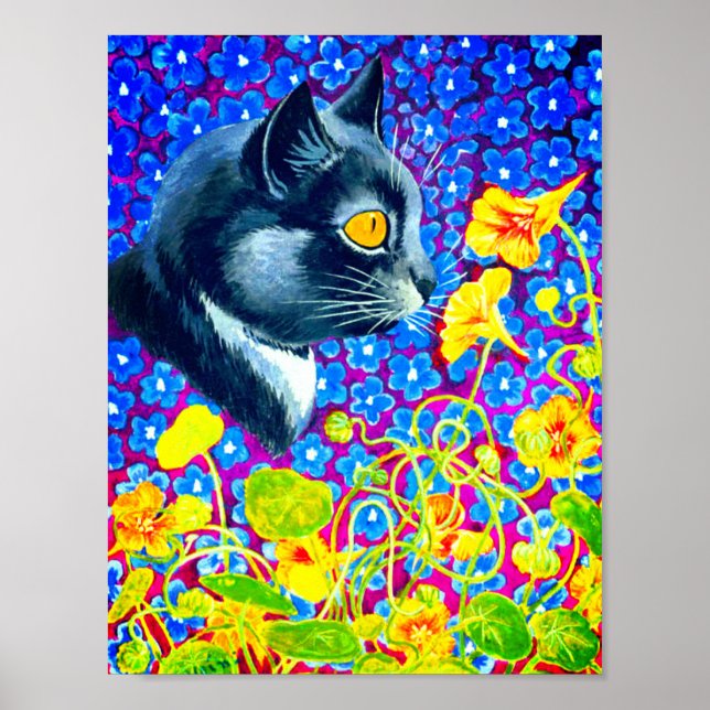 Póster Gato en flores (Frente)