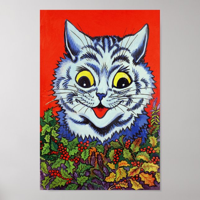 Póster Gato en Holly, Louis Wain (Frente)