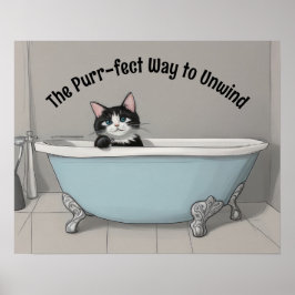 Póster Gato en la bañera