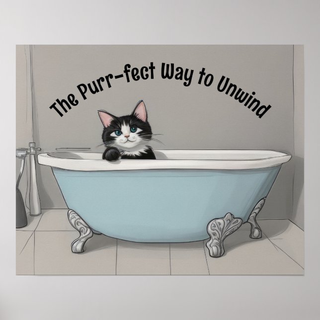 Póster Gato en la bañera (Frente)