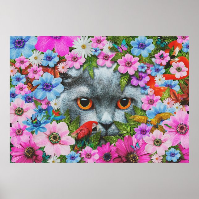 Póster Gato en la flor (Frente)