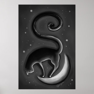 Póster Gato en la luna
