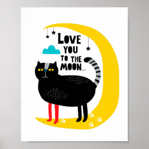 Póster Gato en la luna