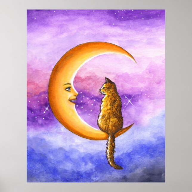 Póster Gato en la luna 673 (Frente)