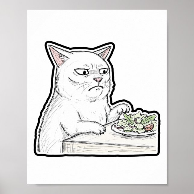Póster Gato en la mesa del comedor (Frente)