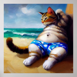 Póster Gato en la playa