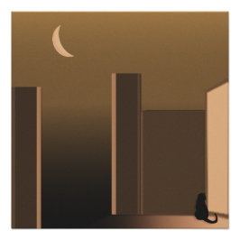 Póster Gato En La Puerta