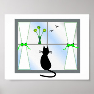 Póster gato en la ventana Gail'
