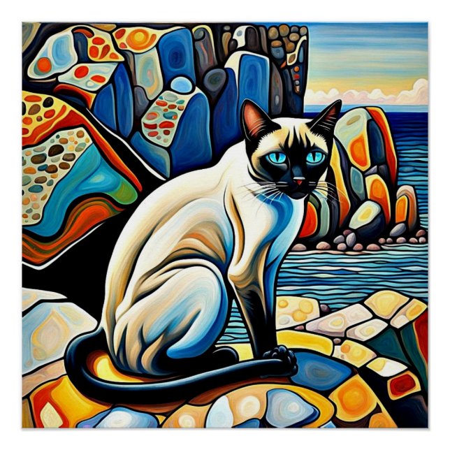 Póster Gato en las rocas (Anverso)