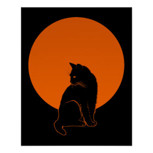 PÓSTER GATO EN LUZ DE LUNA
