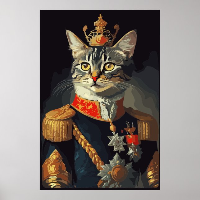 Póster Gato en retrato de uniforme real (Frente)