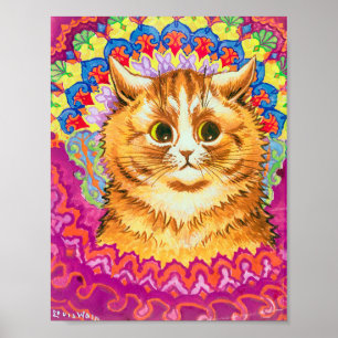 Póster Gato en un patrón decorativo, Louis Wain