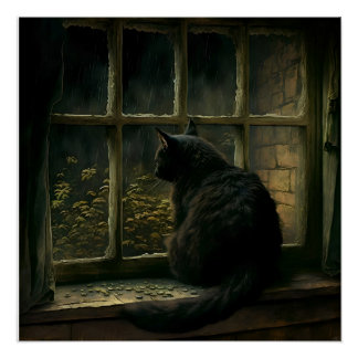 Póster Gato en una ventana