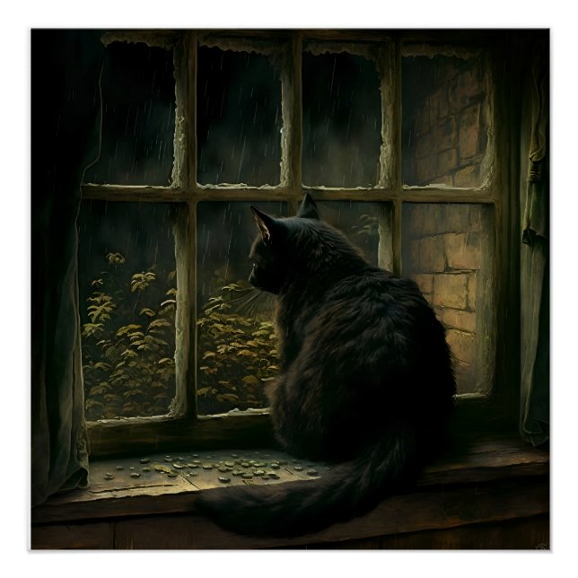Póster Gato en una ventana (Anverso)