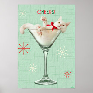 Póster Gato en vidrio Martini