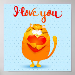 Póster Gato enamorado