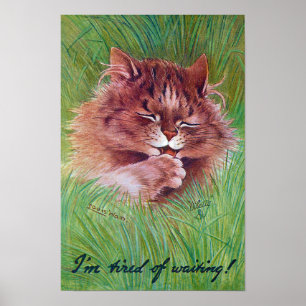 Póster Gato entre los arbustos, Louis Wain