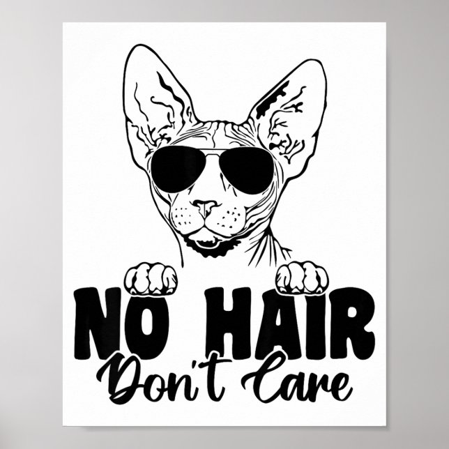 Póster Gato Esfinge Divertido Sin Pelo No Le Importa Calv (Frente)