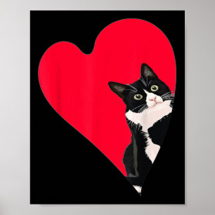 Póster Gato esmoquin corazón de San Valentín para gatito 