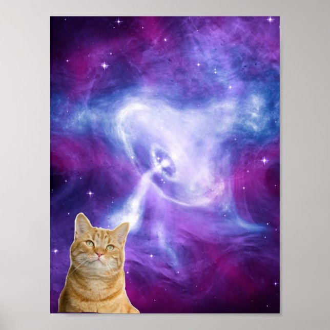 Póster Gato espacial de galaxia cósmica (Frente)