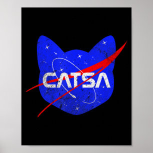 Póster Gato Espacial Divertido Universo Catsa