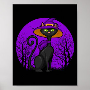 Póster Gato espantoso amante Halloween Gato negro gatito 