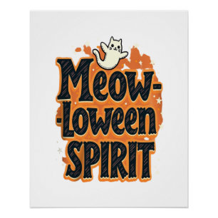 Póster Gato Espíritu de Meow-loween