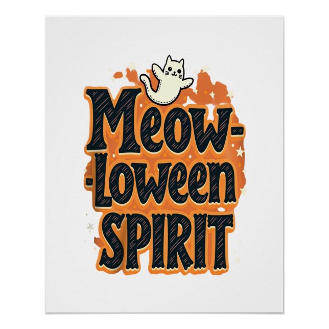 Póster Gato Espíritu de Meow-loween (Anverso)