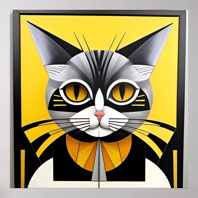 Póster Gato estilizado geométrico abstracto (Frente)