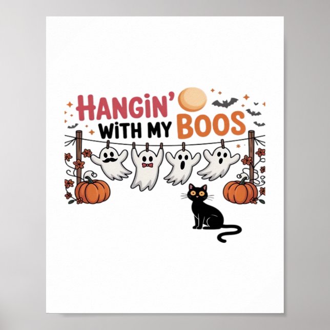 Póster Gato fantasma feliz del día del boo PNG - Escandal (Frente)