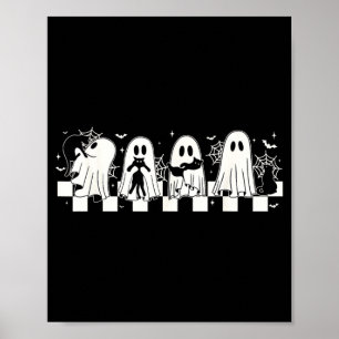 Póster Gato fantasma negro de Halloween Fantasma de Hallo