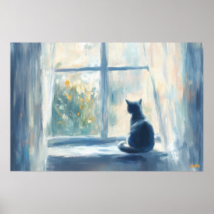 Póster Gato Fauvista en Ventana Iluminada por el Sol – Se
