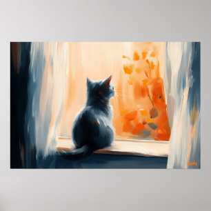 Póster Gato fauvista junto a la ventana – Tranquilo perso