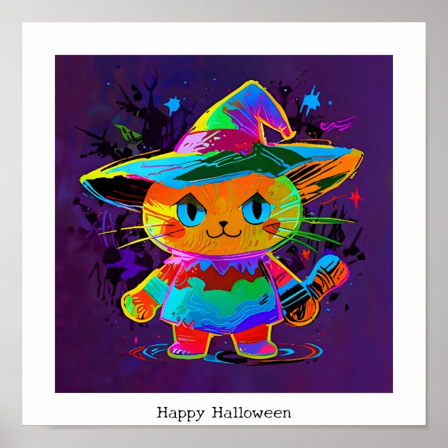 Póster Gato feliz de Halloween (Frente)
