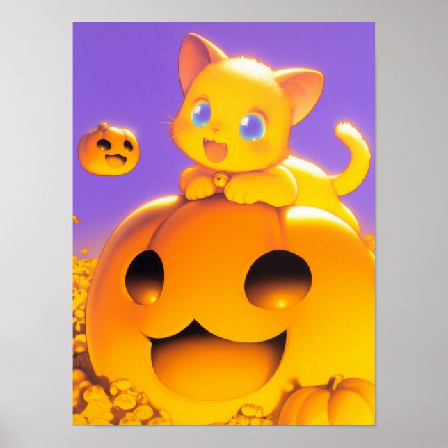 Póster Gato feliz de Halloween (Frente)