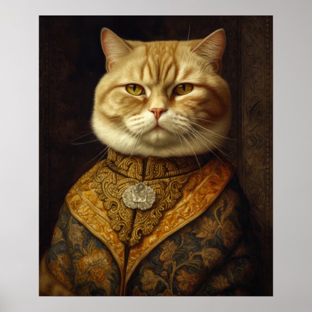 Póster Gato fluffy renacentista (Frente)