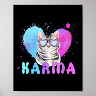 Póster Gato Forma Corazón Graciosa Regalos Para Chicas Ni