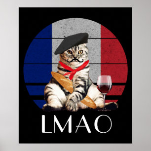 Póster Gato francés LMAO Le Meow