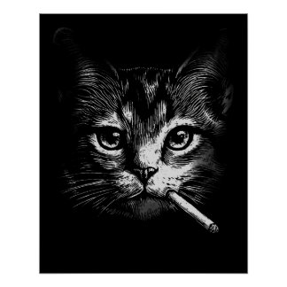 Póster Gato fumando