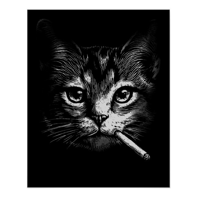 Póster Gato fumando  (Anverso)