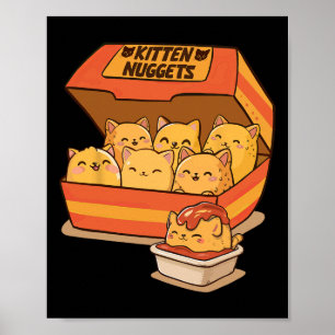 Póster Gato Gato Gato Chico Enamorado De Comida Divertida