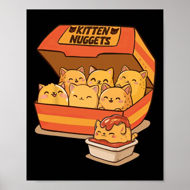 Póster Gato Gato Gato Chico Enamorado De Comida Divertida (Frente)