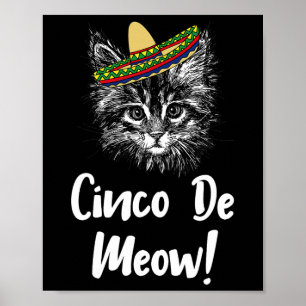Póster Gato Gato Gato Gato Gracioso Meow Cinco De Mayo Ca