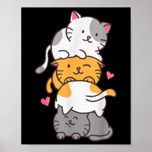 Póster Gato Gatos Lindo Gatito Montón Anime Kawaii Neko
