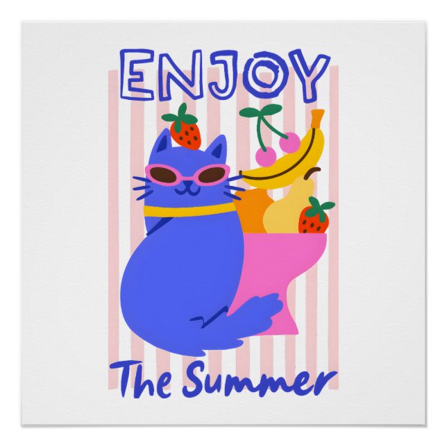 Póster Gato Genial Disfrutando el Verano (Anverso)