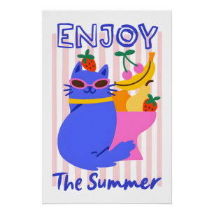 Póster Gato Genial Disfrutando el Verano